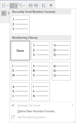 Creating Numbered Lists