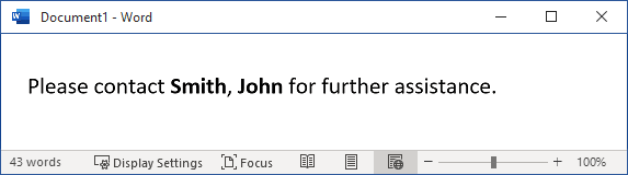 Text example in Word 365