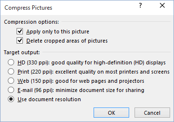 how to compress picture to a file for word