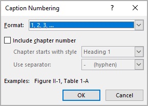 Caption Numbering in Word 365