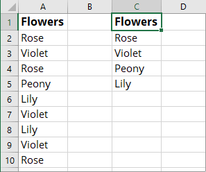 Unique items from the list in Excel 365