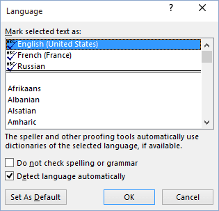 spell checker in word 2016