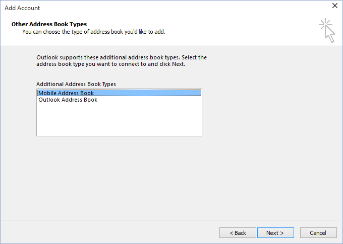 Additional Address Book types in Outlook 2016