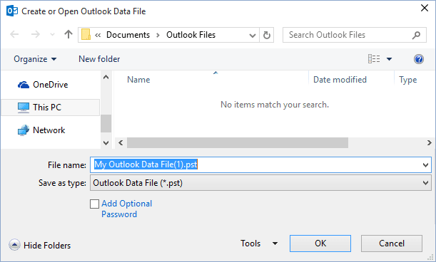 outlook file location office 2016