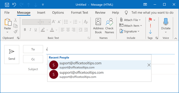 New message in Outlook 365