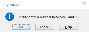 Information validation message example Excel 2016