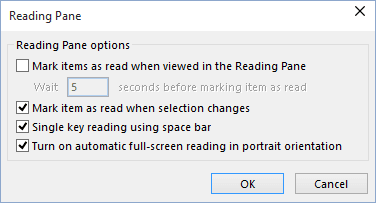 Reading Pane Outlook 2016