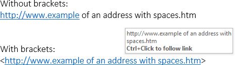 Hyperlink in Outlook 2016, in Outlook for Microsoft 365