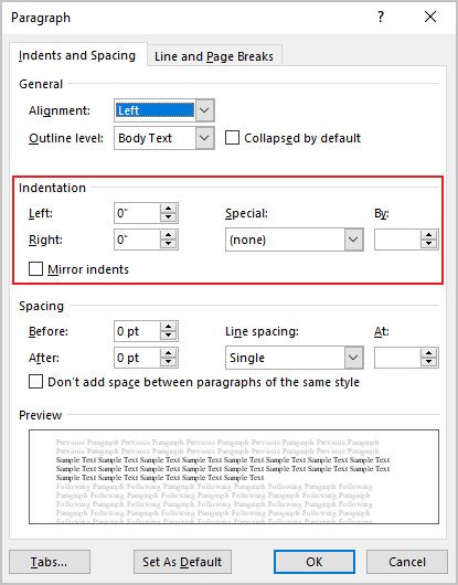 how to make a first line indent in word 2013