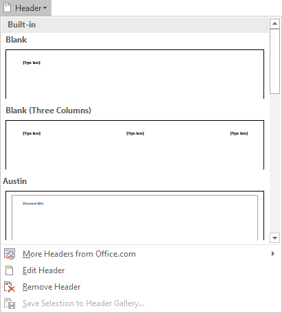 where are headers and footers in ms word