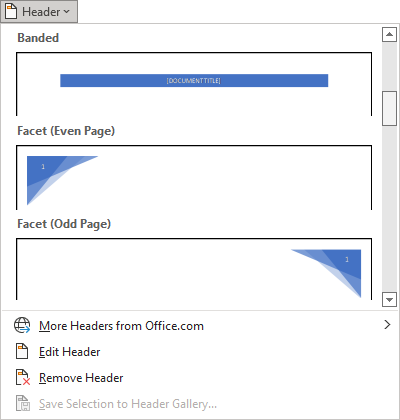 Configure headers and footers for different sections of a document