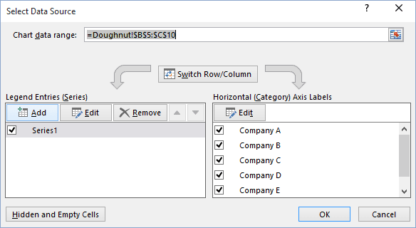 Add data series in Excel 2016