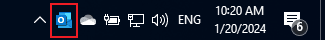 Outlook for Microsoft 365 in system Tray