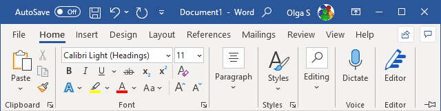 Collapse the Ribbon to get more space on screen - Microsoft Word 365