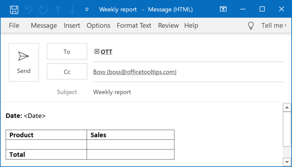 phone message template for outlook 2016