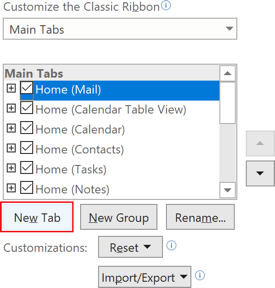 New Tab in Outlook 365