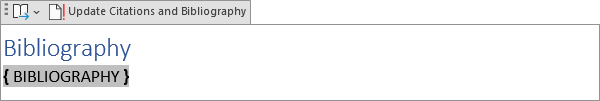 Field of the Bibliography in Word 365