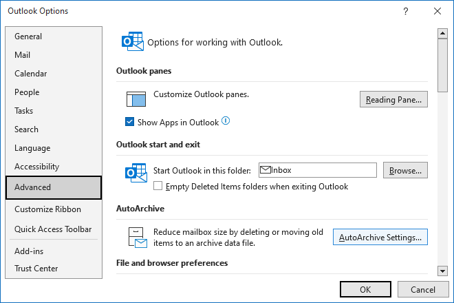 location of archive folder in outlook 2016