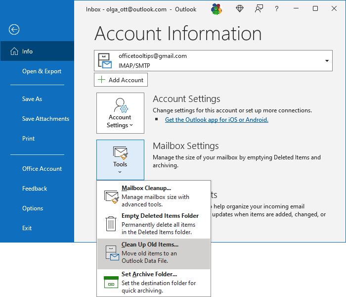 Clean Up Old Items in Outlook 365