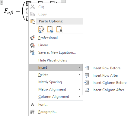 shortcut for insert equation in word