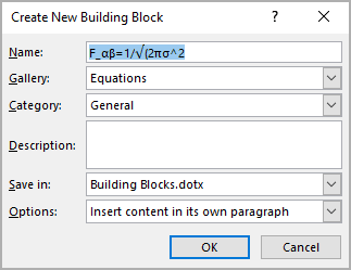 Create New Building Block in Word 365