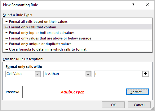 New Formatting Rule in Excel 365