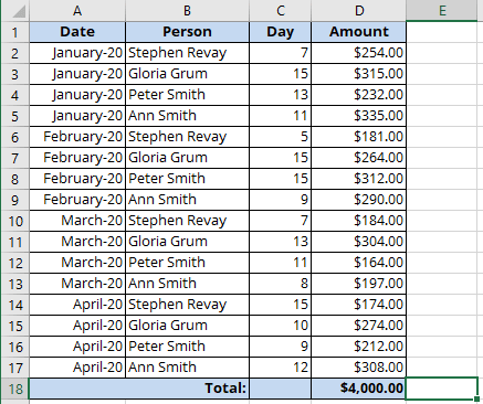 microsoft excel examples