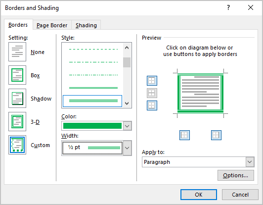 How to use paragraph borders and shading - Microsoft Word 365