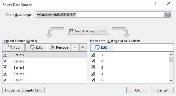 Select Data Source in Excel 2016