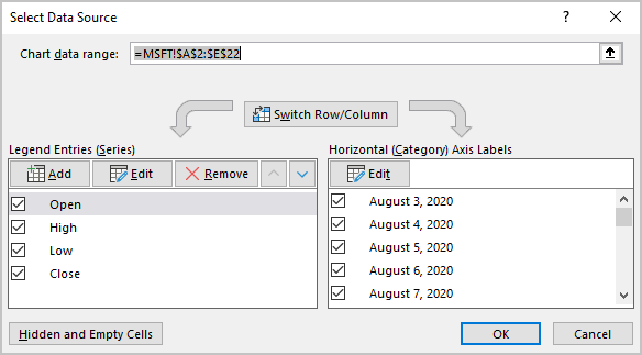 Select Data Source in Excel 365