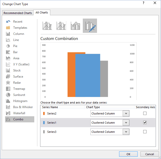 Change Chart Type in Excel 2016