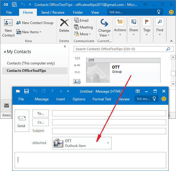 how to make outlook contact groups from sent mail