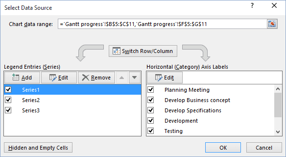 Select Data Source in Excel 2016