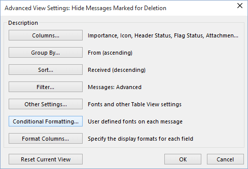 outlook conditional formatting not equal to text