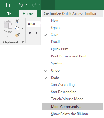 how do i add a drop down menu in excel 2016