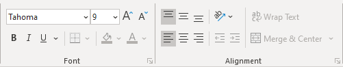 Text editing groups in Excel 365