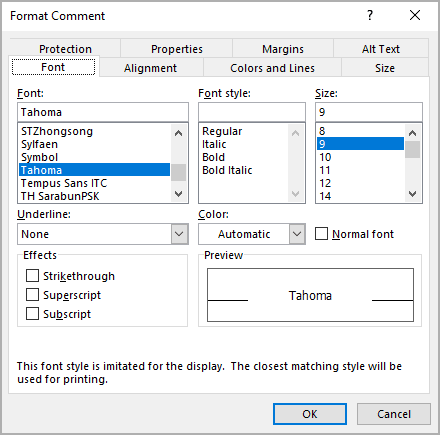 Comments format