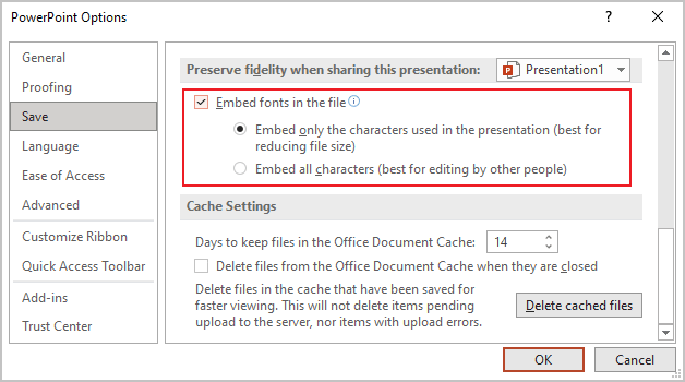 find embedded fonts in powerpoint