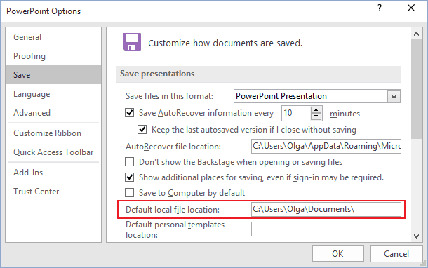 how to turn on autosave in powerpoint 2010