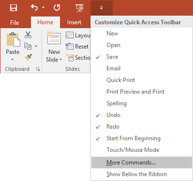 powerpoint commands for 2016 to repeat last action, mac