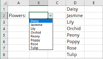 Drop-down list in Excel 365