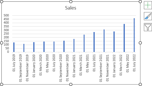 Simple column chart in Excel 365