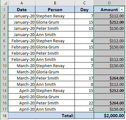 Filter in Excel 365