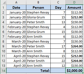 Example in Excel 365