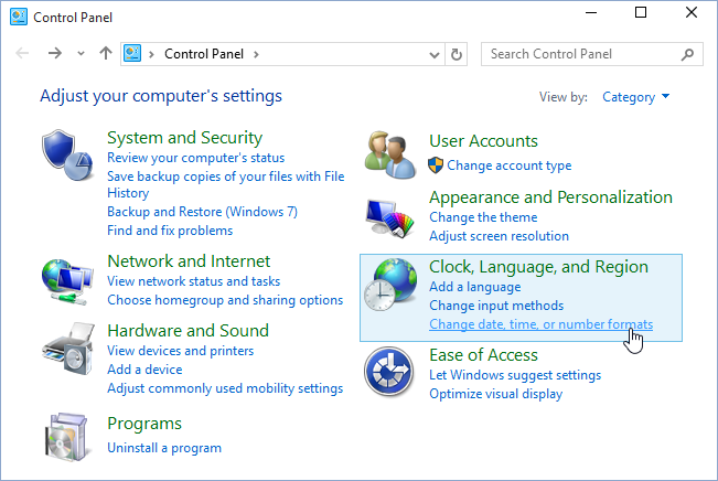 Control Panel Windows 10