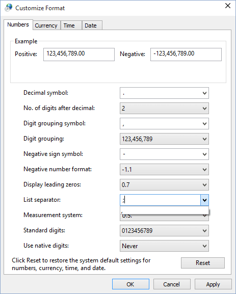 excel for mac decimal separator box