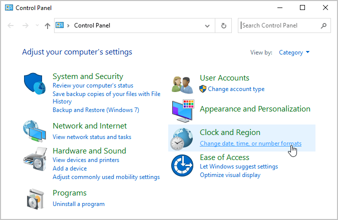 Control Panel Windows 10