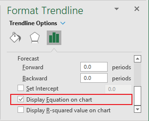 how to display equation of trendline in excel