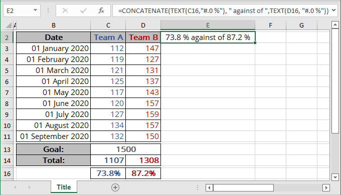 Data for chart title in Excel 365