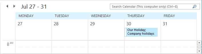 How to add custom holidays to the calendar Microsoft Outlook 2016